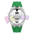 Silver Case/Green Strap