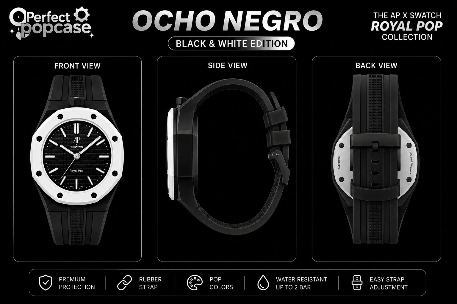AP x Swatch Ocho Negro - Rubber Strap